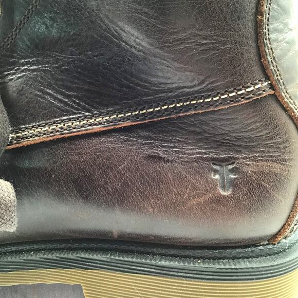 New Frye Pine Lug Work Boots Men’s 10.5 Brown Leather Moc Toe Lace-Up Rugged - Picture 6 of 10